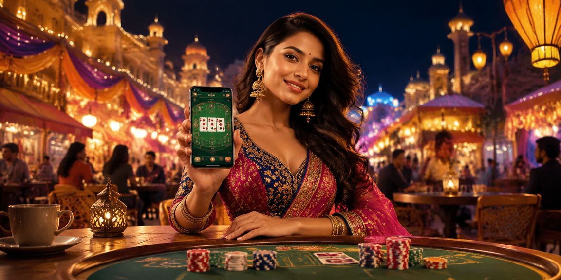 Night market in India with vibrant gaming and betting activities