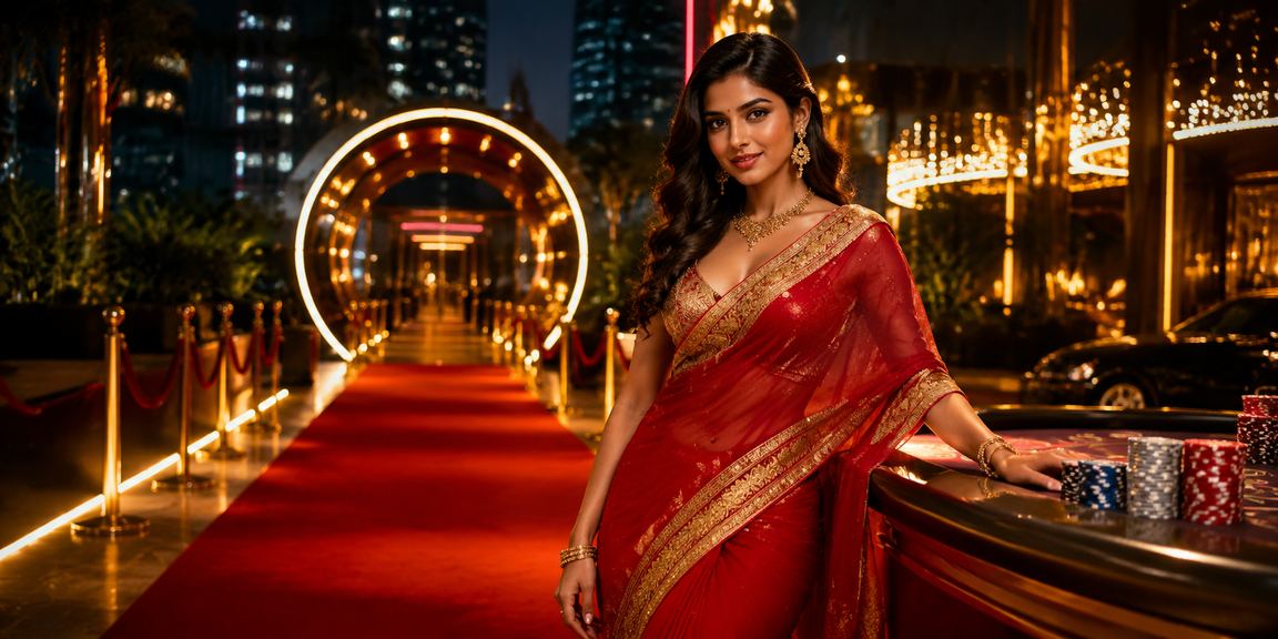 Indian woman enjoying casino entertainment on mobile device